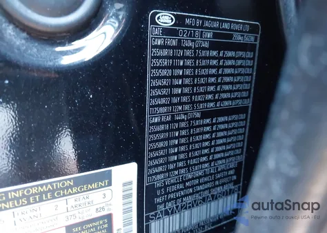 2018 Land Rover Range Rover Velar R-Dynamic Hse/First Ed from USA, damaged, VIN SALYM2RV6JA760178